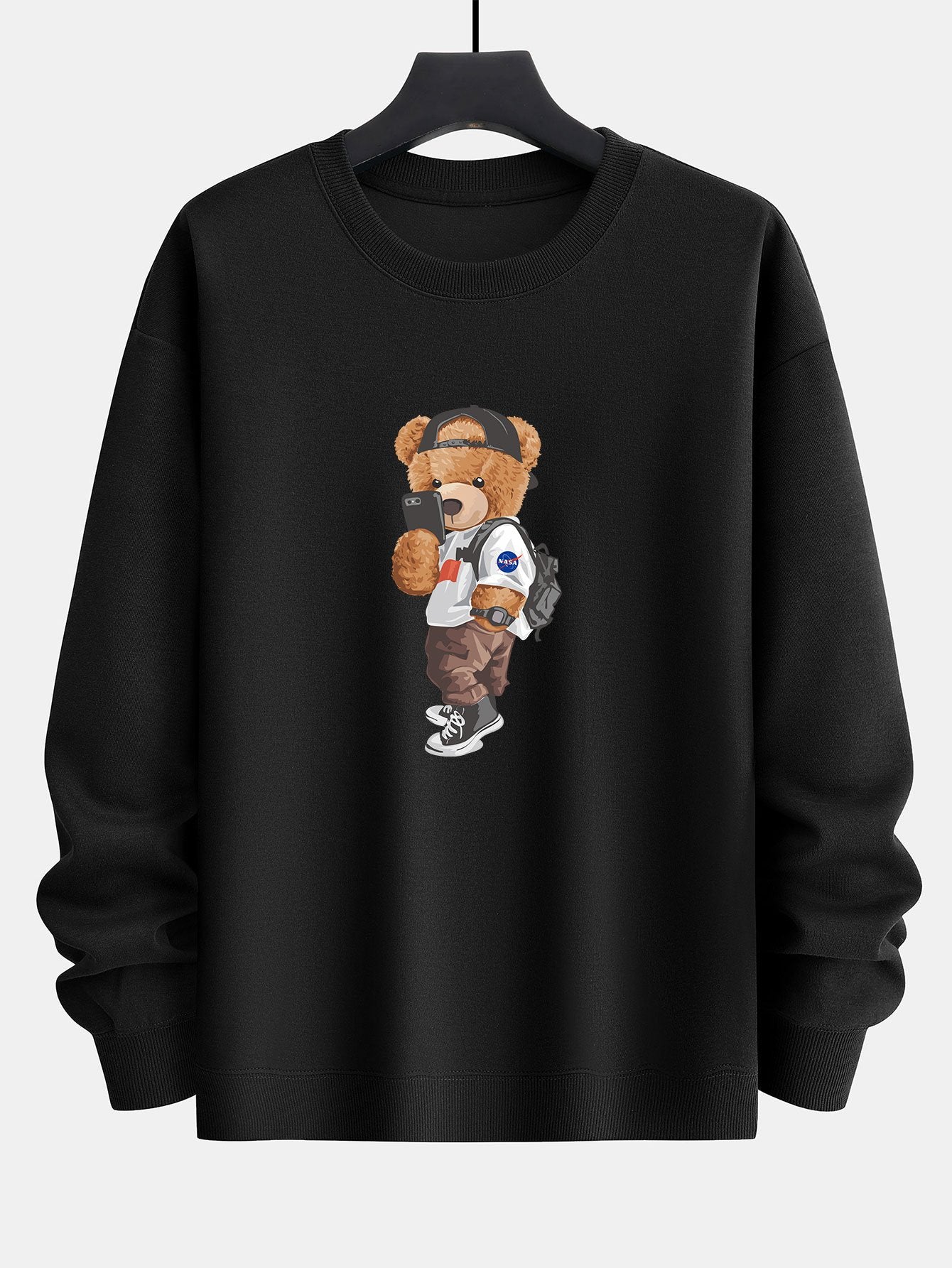 Selfie Bear Print Relax Fit Sweatshirt